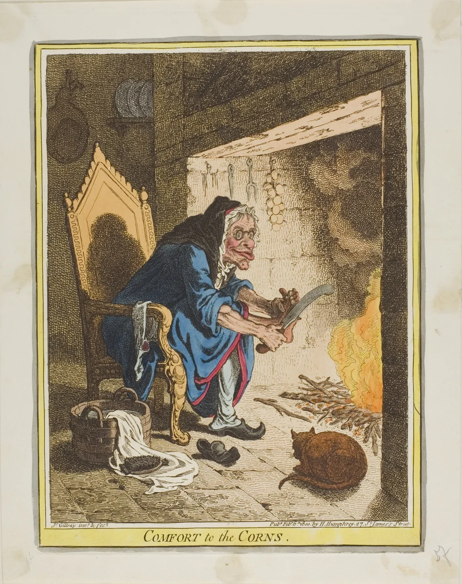 Comfort to the Corns by James Gillray, print, 1800