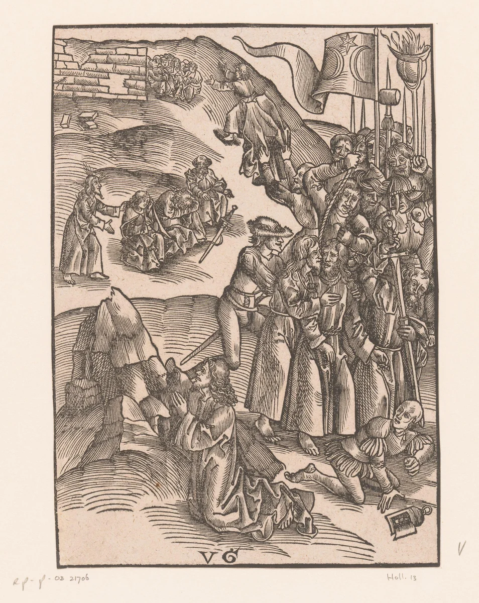 Christus wordt gevangen genomen in Getsemane by anonymous, print, 1506