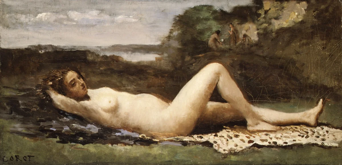 Bacchante in a Landscape by Camille Corot, painting, 1865-1870
