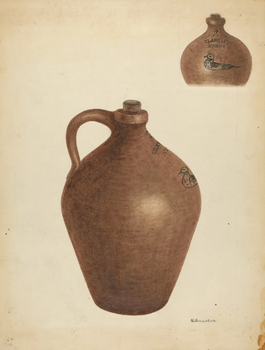 Stoneware Jug by Nicholas Amantea, index of american design, 1940