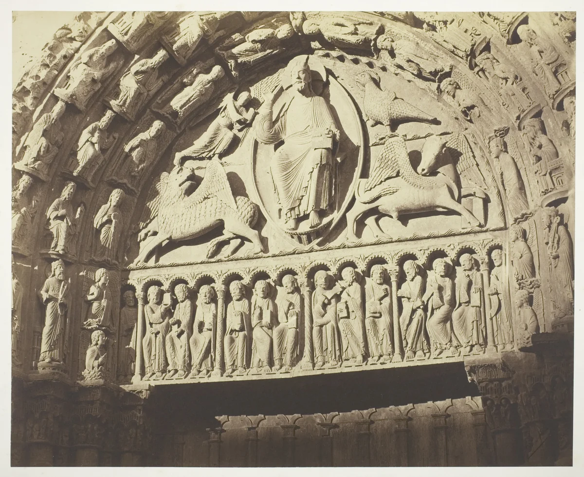 Chartres Cathedral West Facade; Royal Portal, Central Bay by Bisson Frères, photograph, 1854-1863