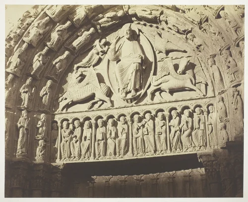 Chartres Cathedral West Facade; Royal Portal, Central Bay by Bisson Frères, photograph, 1854-1863
