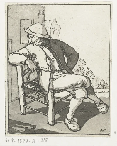 Zittende man by Anthonie van den Bos, print, 1778-1838