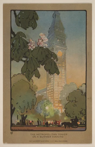 The Metropolitan Tower on A Summer Evening by Rachael Robinson Elmer, print, 1914