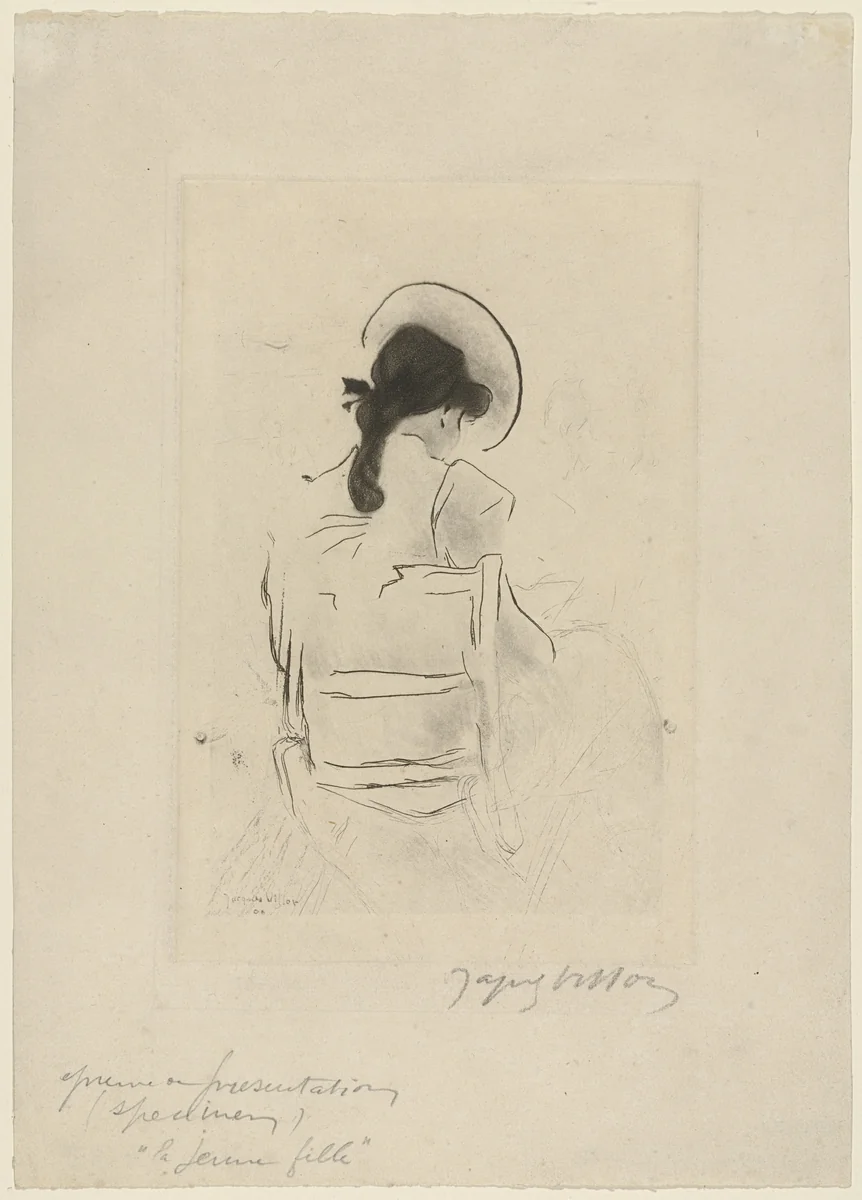 Young Girl, Back Turned by Jacques Villon, print, 1908