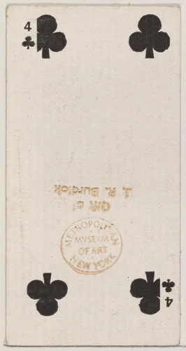 Four Clubs (black), from the Playing Cards series (N84) for Duke brand cigarettes by W. Duke, Sons & Co., print, 1888