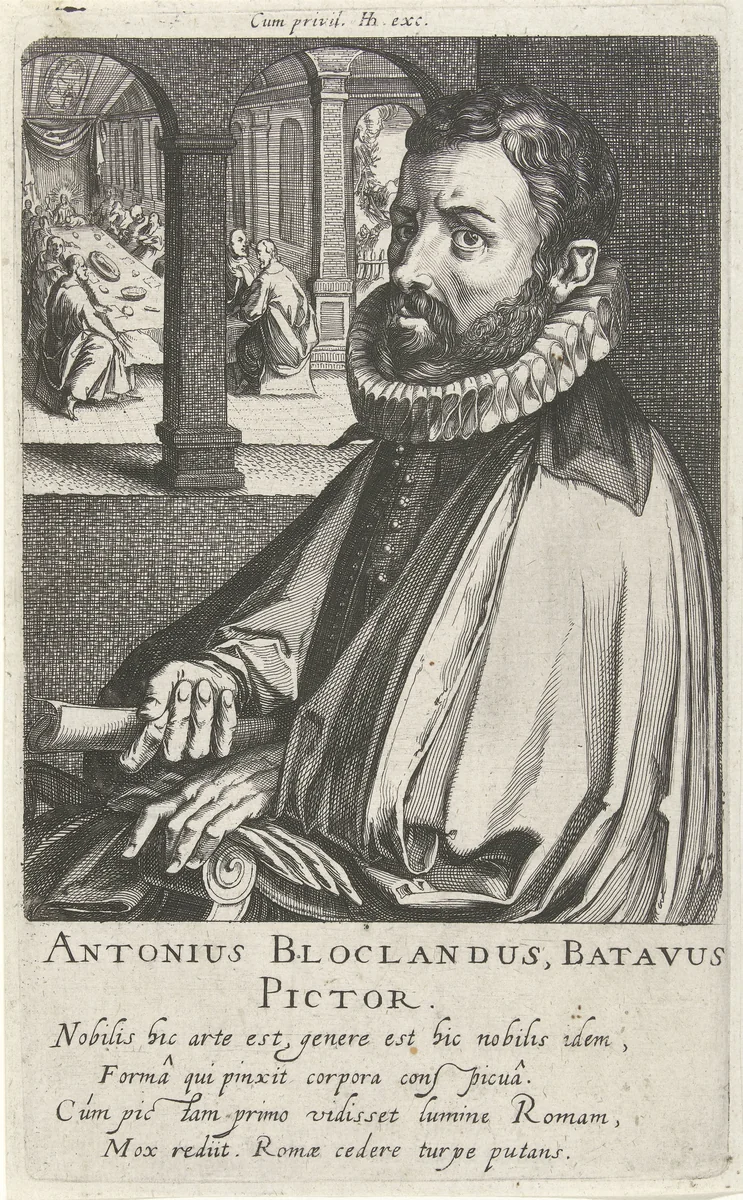 Portret van Anthonie Blocklandt by Simon Frisius, print, 1610