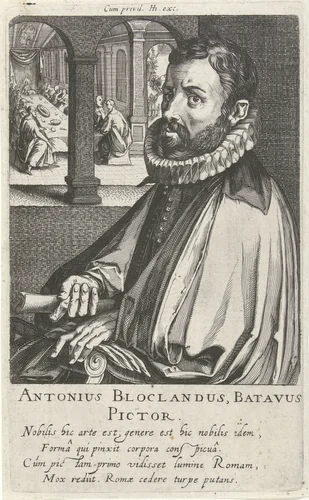 Portret van Anthonie Blocklandt by Simon Frisius, print, 1610