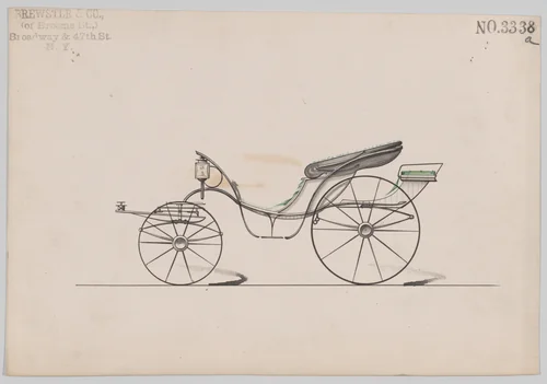 Design for Pony Phaeton, no. 3338a by Brewster & Co., drawing, 1877