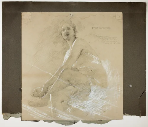 Terpsichore (recto), and Dancing Female Figure (verso), Mural Studies for Drawing Room Ceiling, Residence of Collis P. Huntington, now Yale University Art Gallery by Edwin Howland Blashfield, drawing, 1892-1894