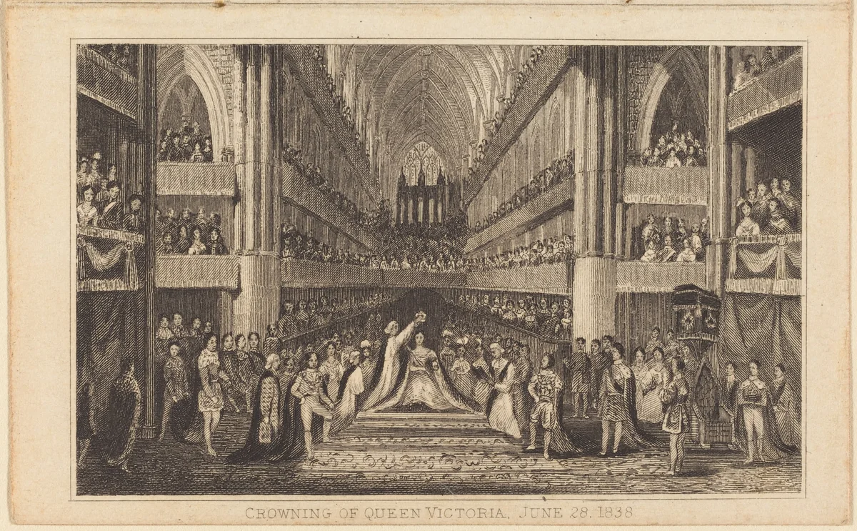 Crowning of Queen Victoria, June 28, 1838 [right half] by British 19th Century, print, 1800-1899