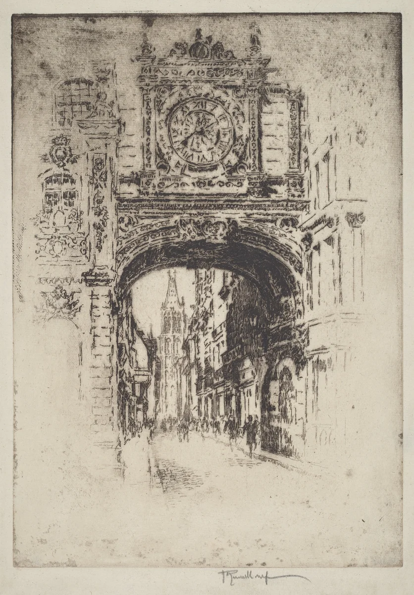 Grosse Horloge, Rouen by Joseph Pennell, print, 1907