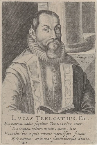Portret van Lucas Trelcatius II by Simon Frisius, print, 1610