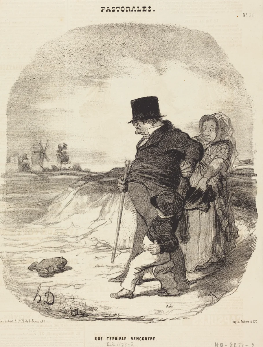 Une Terrible rencontre by Honoré Daumier, print, 1845