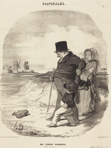Une Terrible rencontre by Honoré Daumier, print, 1845