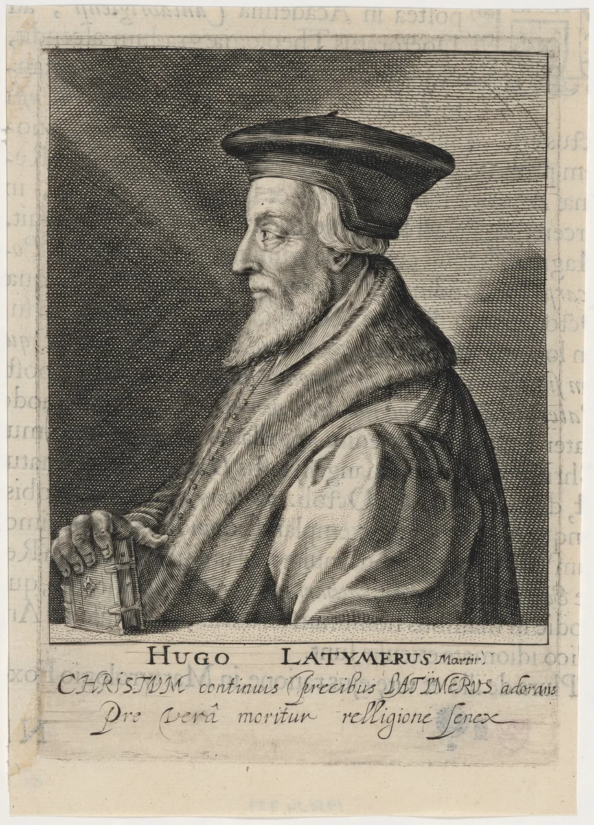 Hugh Latimer, Bishop of Worcester, Protestant Martyr by Willem de Passe, print, 1620