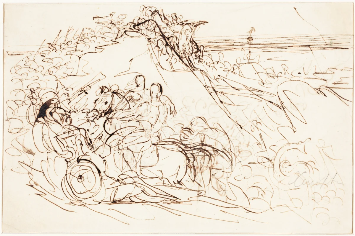 Xenophon and the Greeks Sighting the Sea [recto] by Benjamin Robert Haydon, drawing, 1786-1846