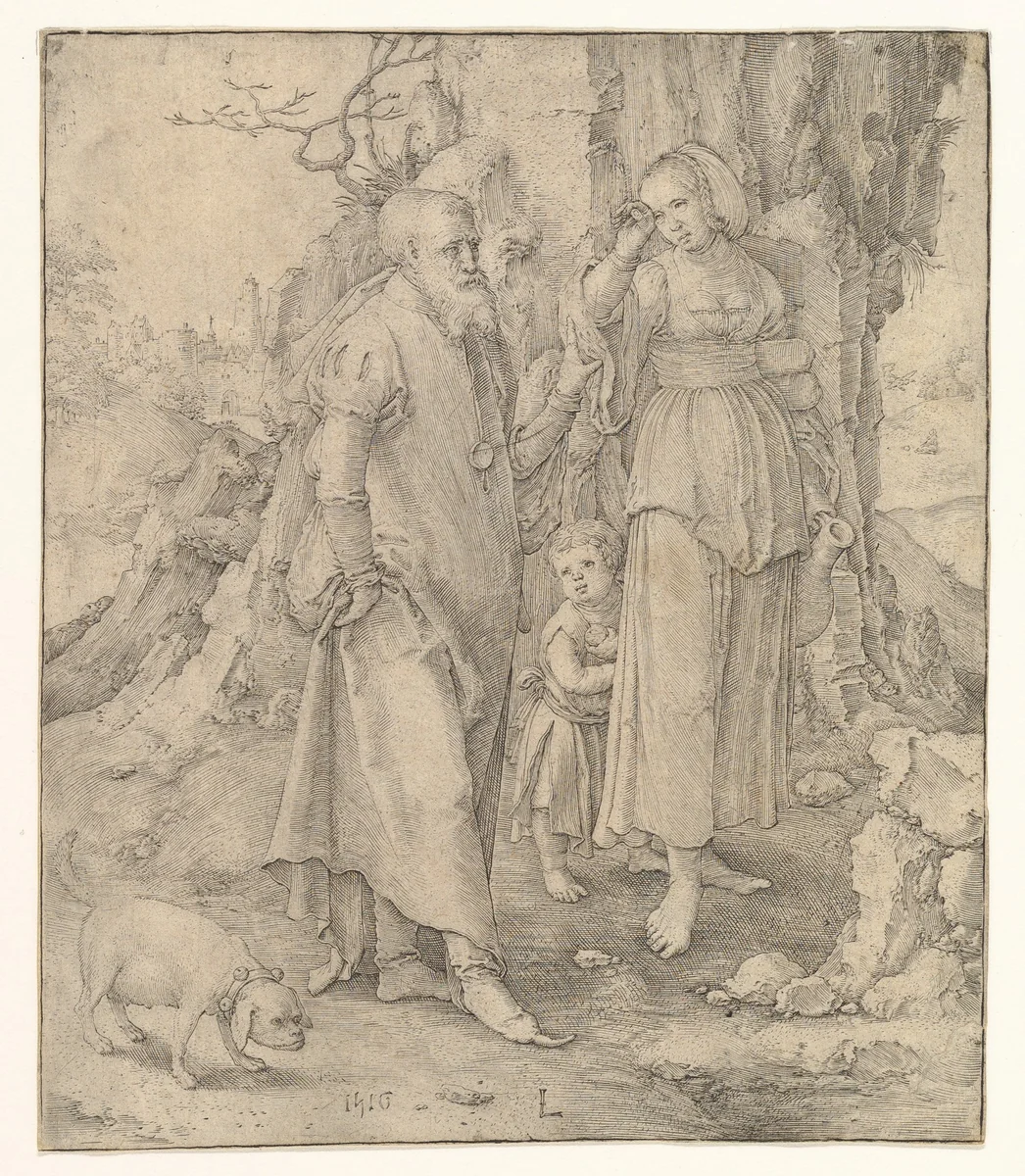 Abraham Sending Away Hagar by Lucas van Leyden, print, 1516