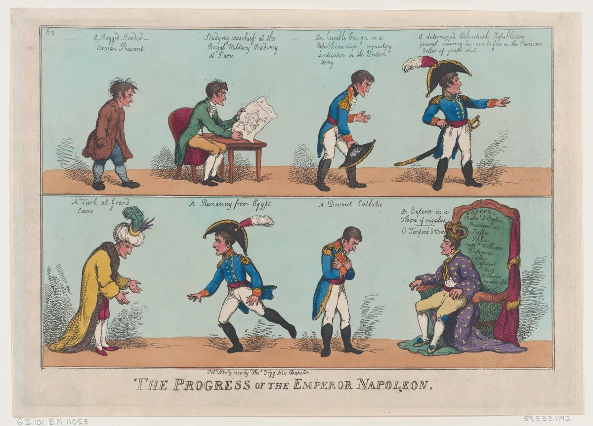 The Progress of the Emperor Napoleon by Thomas Rowlandson, print, 1808