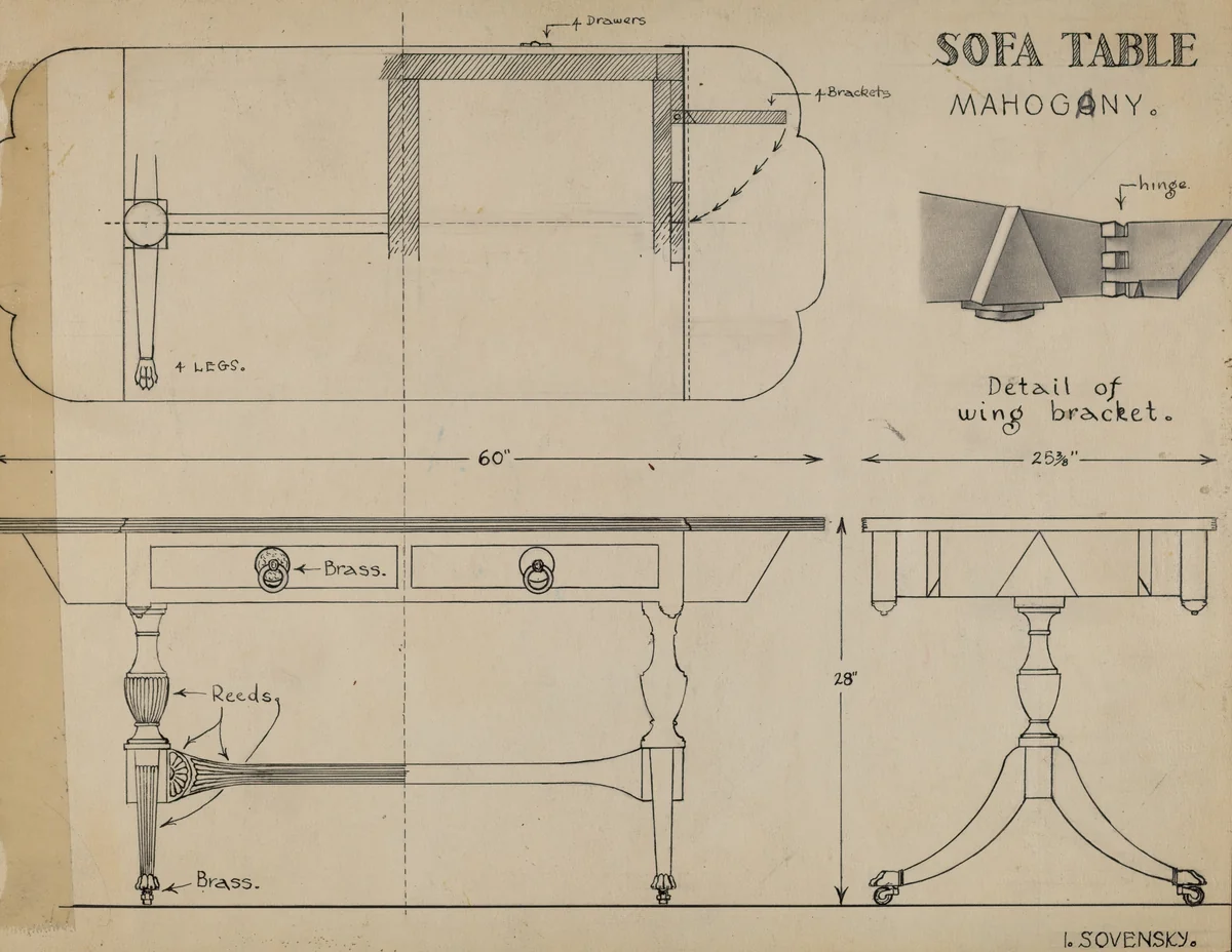 Sofa Table by Isidore Sovensky, index of american design, 1939