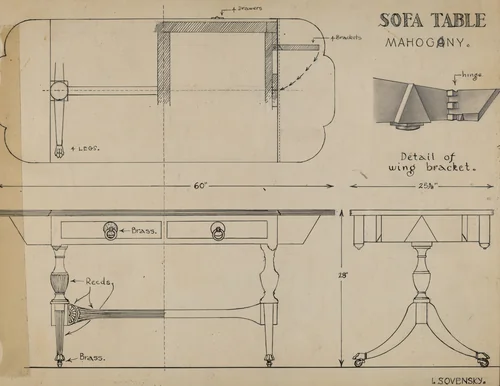 Sofa Table by Isidore Sovensky, index of american design, 1939