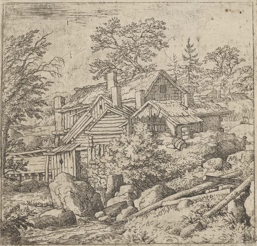 The Hamlet on the Mountain Side by Allart van Everdingen, print, 1621-1675