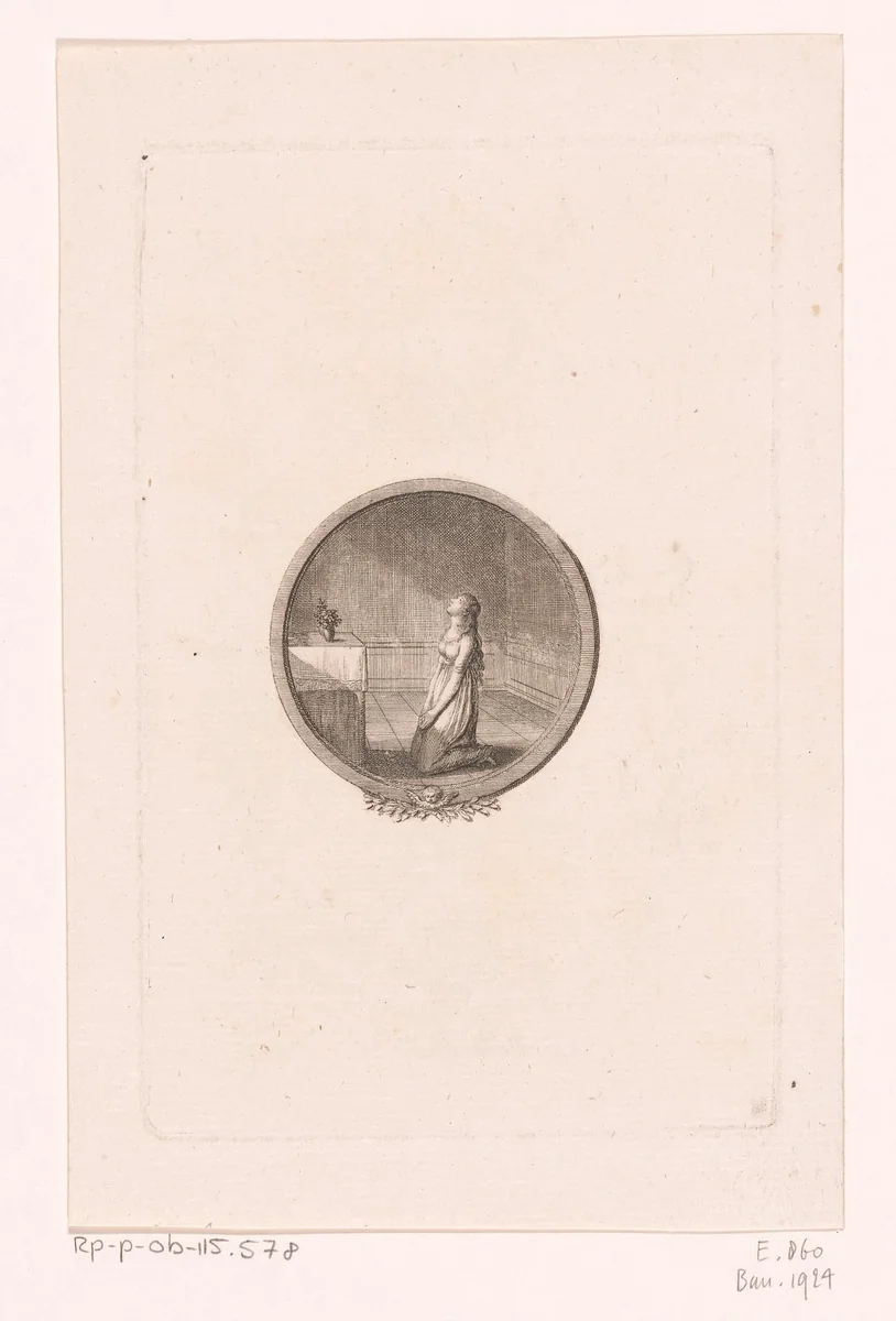 Biddend jong meisje by Daniel Nikolaus Chodowiecki, print, 1797