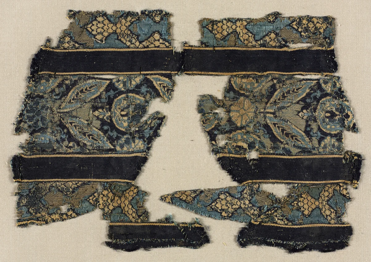 Textile fragment, probably part of a garment by Unknown, textile, 1300-1499