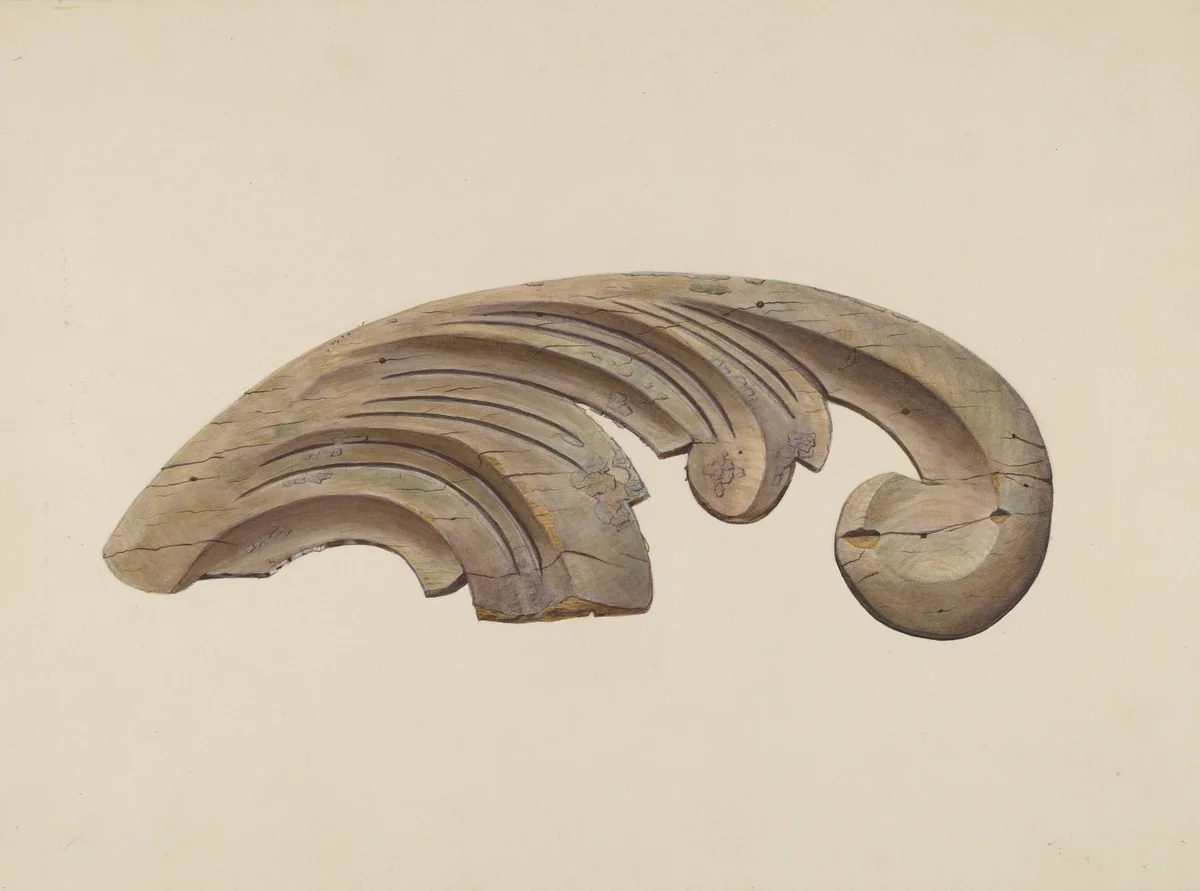 Wood Carving - Scroll by Clayton Clements, index of american design, 1939