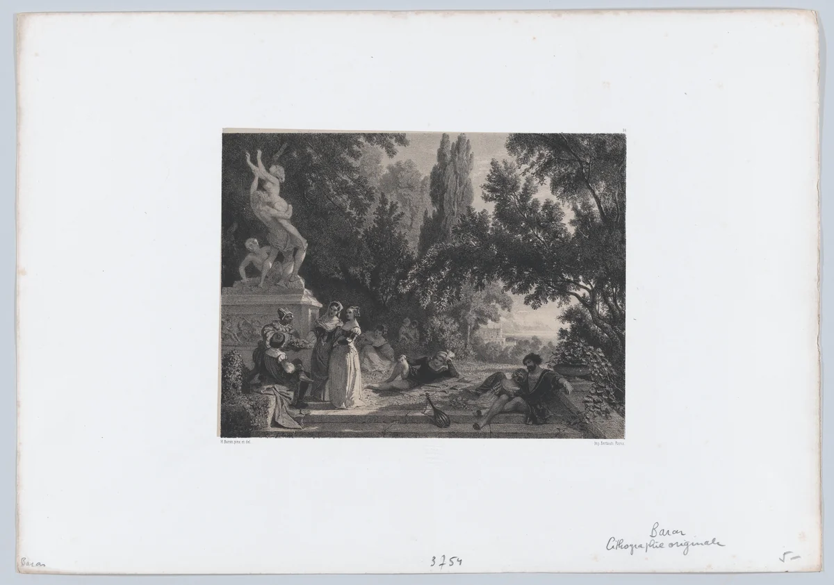 Summer Night by Henri-Charles-Antoine Baron, print, 1853