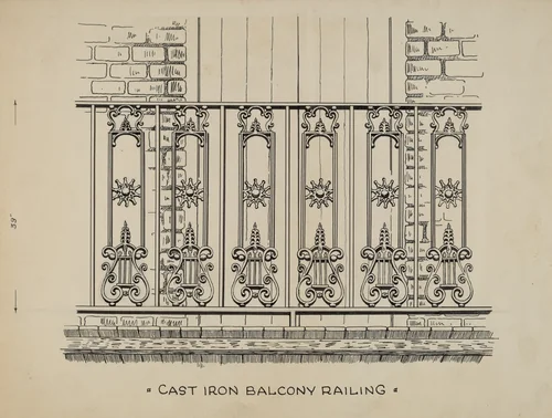 Cast Iron Balcony Railing by Ray Price, index of american design, 1936