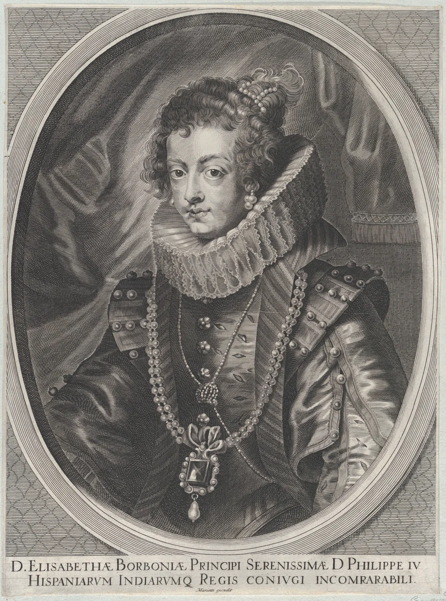 Portrait of Elisabeth of Bourbon, Queen of Spain by anonymous, print, 1645-1705
