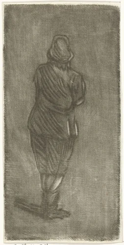 Staande man, van achteren gezien by Cornelis Ploos van Amstel, print, 1736-1798