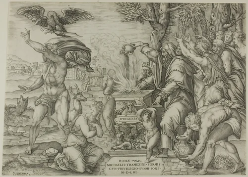 The Sacrifice of Iphigenia by Nicolas Beatrizet, print, 1553