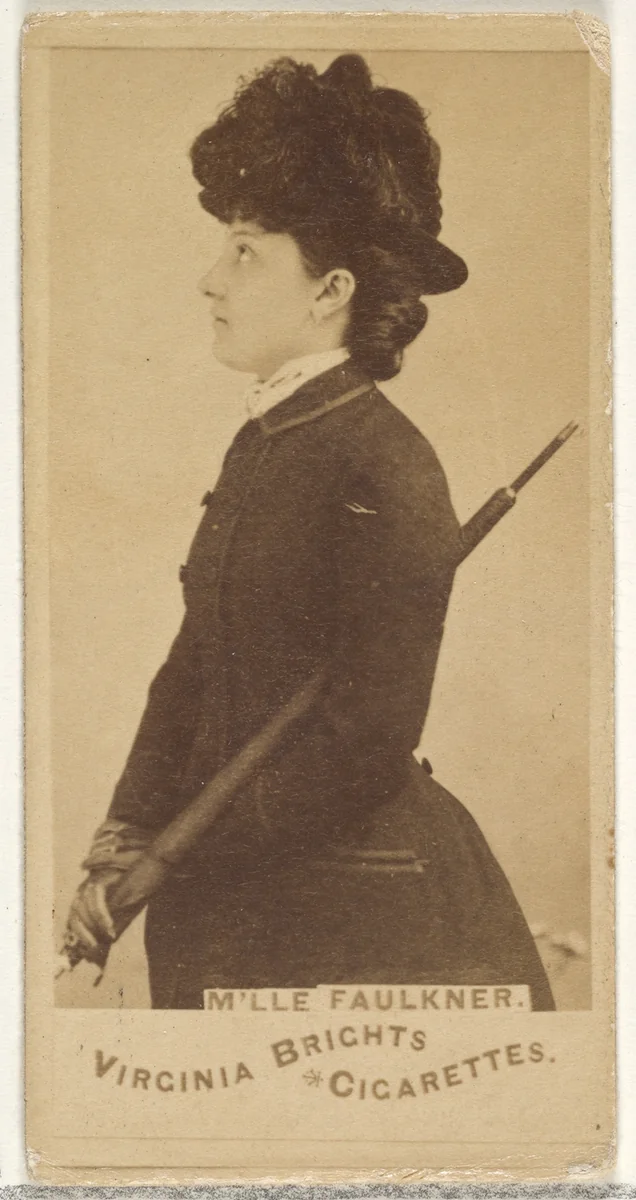Mlle. Faulkner, from the Actors and Actresses series (N45, Type 1) for Virginia Brights Cigarettes by Allen & Ginter, photograph, 1885-1891