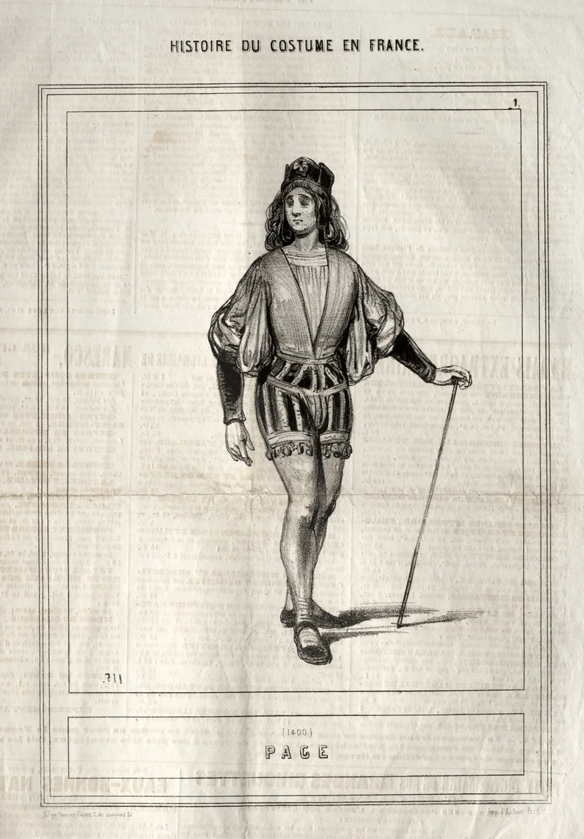 Historique du Costume en France: Page by Paul Gavarni, print, 1843
