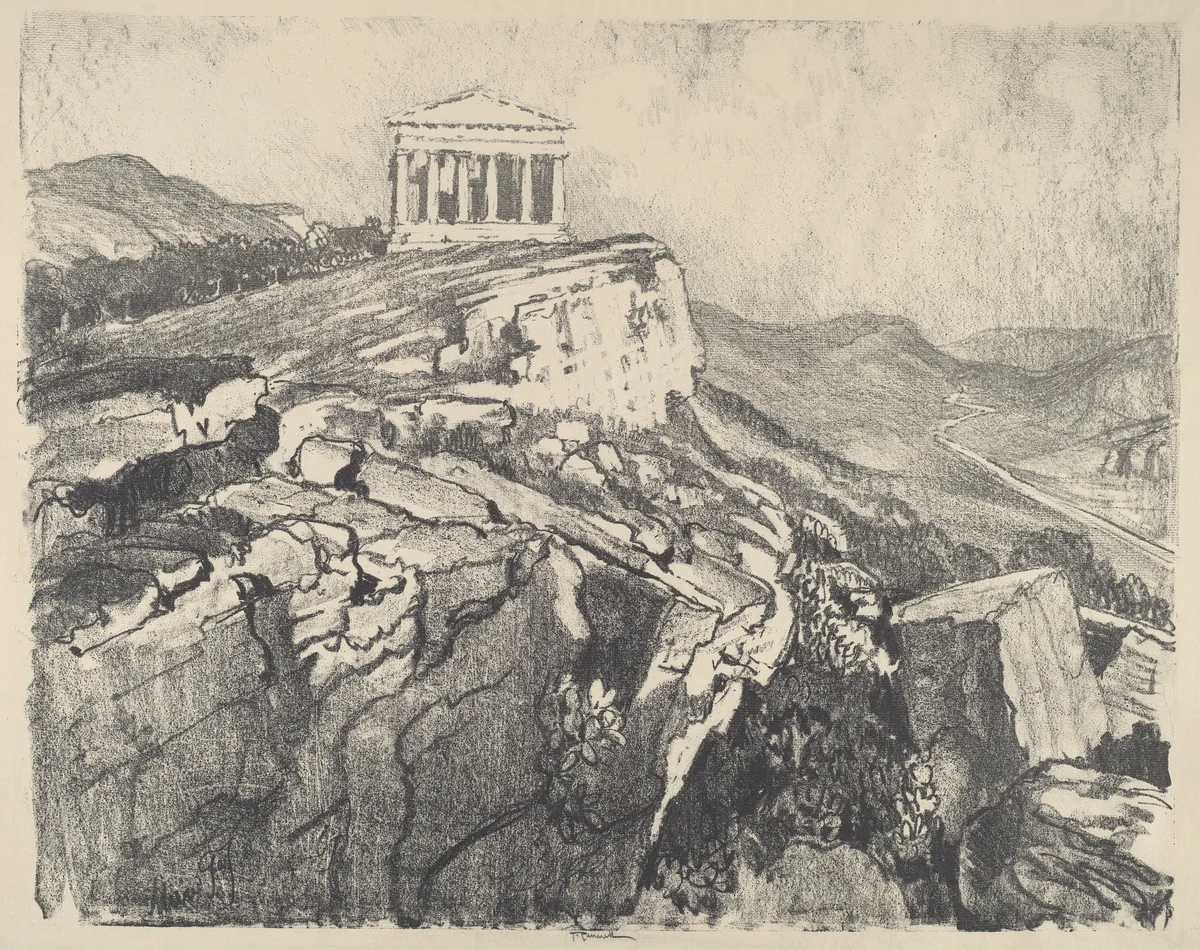The Temple of Concord on the Wall, Girgenti by Joseph Pennell, print, 1913