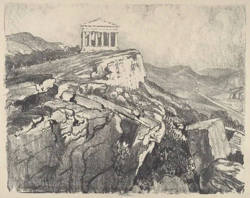 The Temple of Concord on the Wall, Girgenti by Joseph Pennell, print, 1913