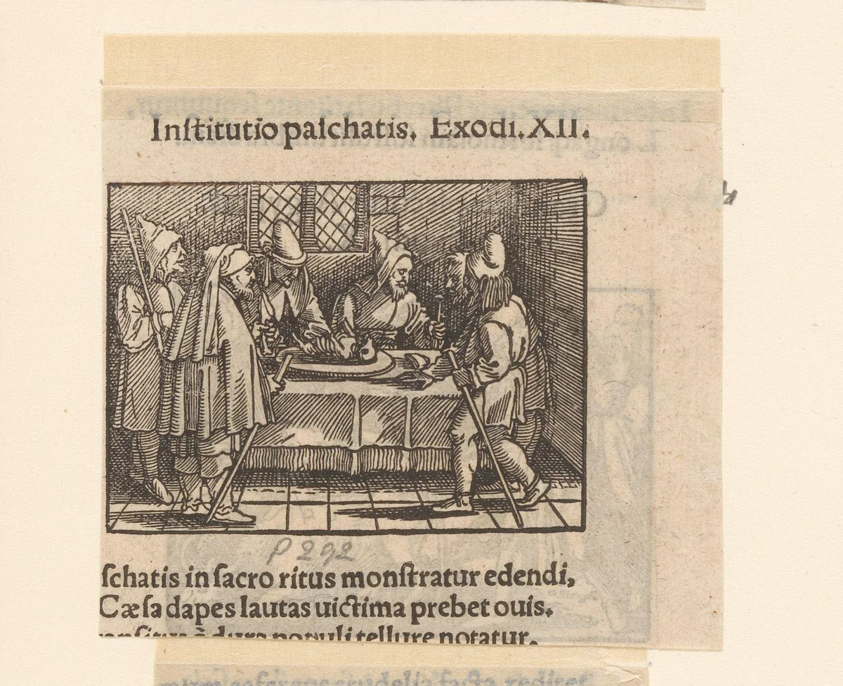 Mozes stelt de Pesach in by anonymous, print, 1530-1533