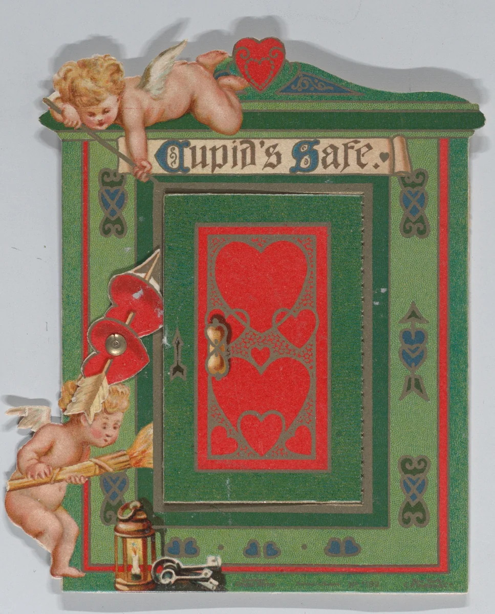 Valentine - Mechanical, Cupids with safe and money by anonymous, other, 1875