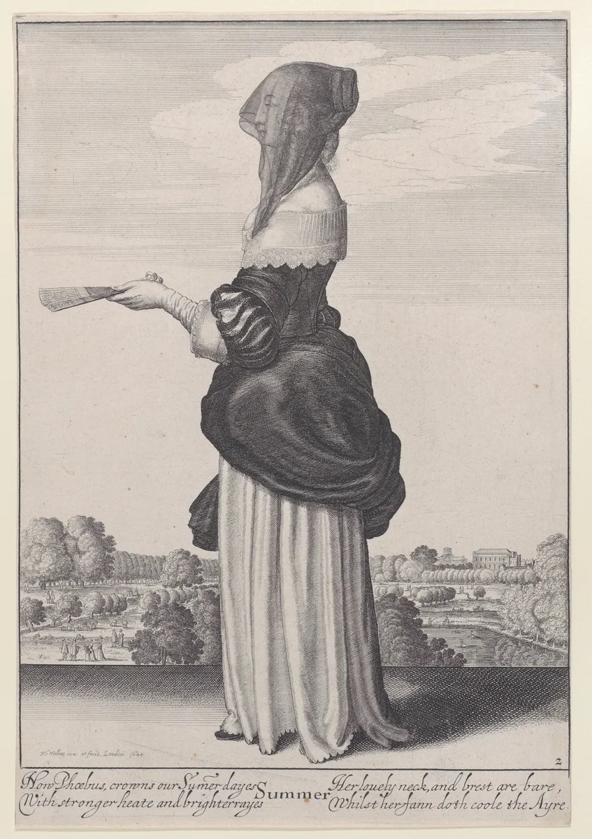 Summer, from "Full-Length Seasons" by Wenceslaus Hollar, print, 1643-1644