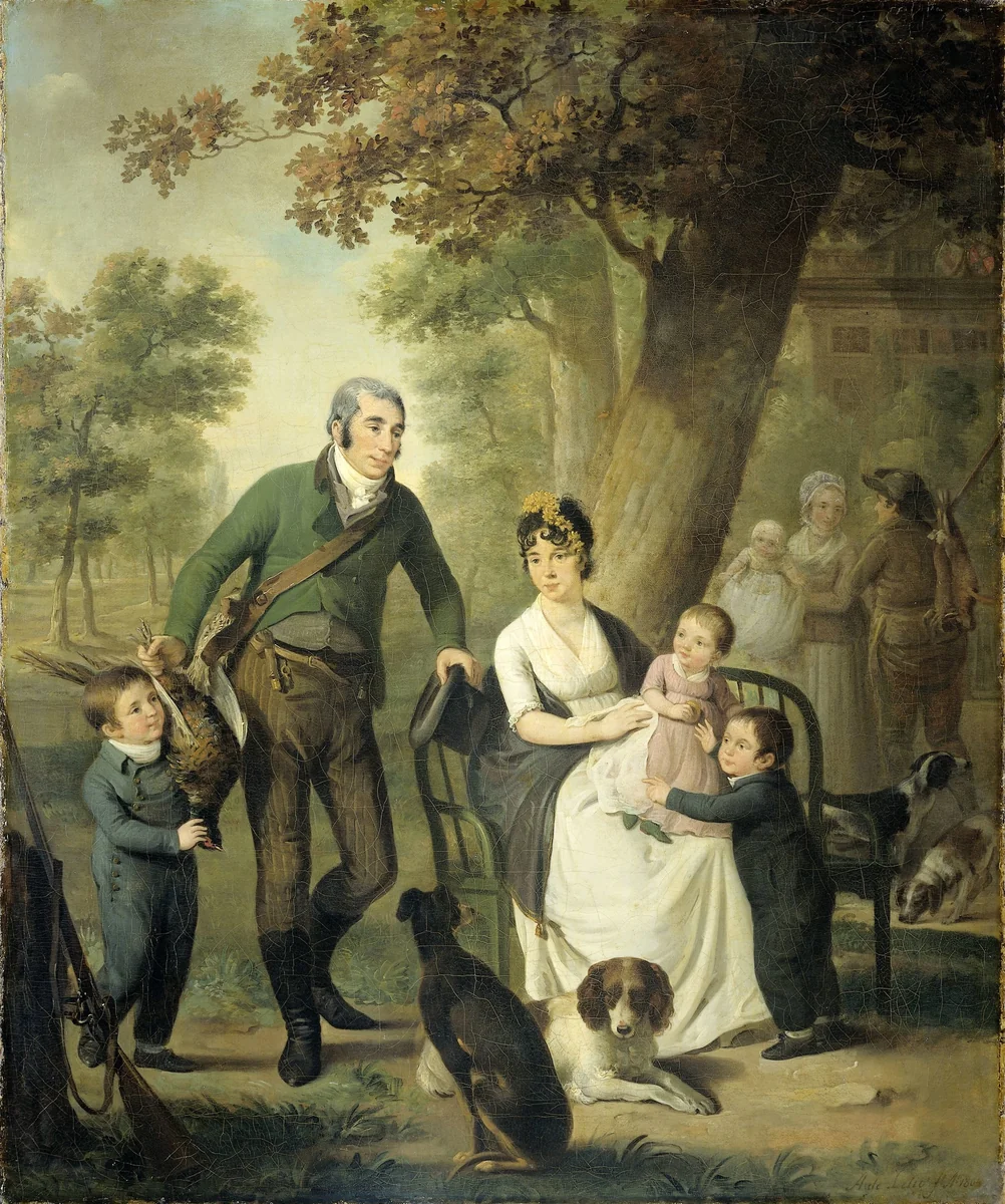 Jonkheer Gysbert Carel Rutger Reinier van Brienen van Ramerus(1771-1821), with his Wife and four of their Children by Adriaan de Lelie, painting, 1804
