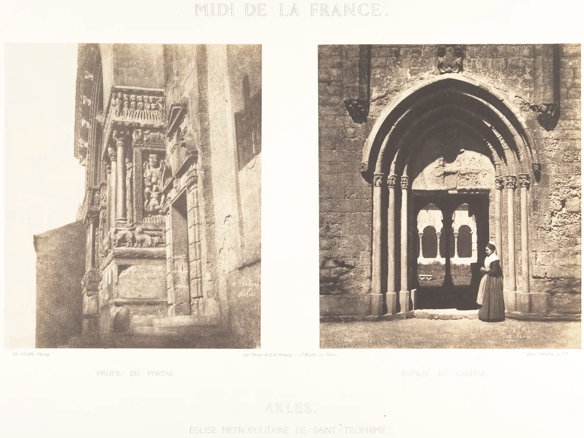 Profil du Portail; Entrée Du Cloitre, Arles, Eglise Metropolitaine de Saint-Trophime by Charles Nègre, photograph, 1852
