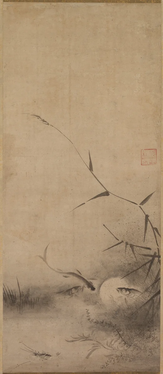 Fish and Seaweed by Rinkyo, painting, 1500-1573