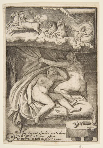Venus and Mars discovered by Apollo, from "The Loves of the Gods" by Giulio Bonasone, print, 1531-1560