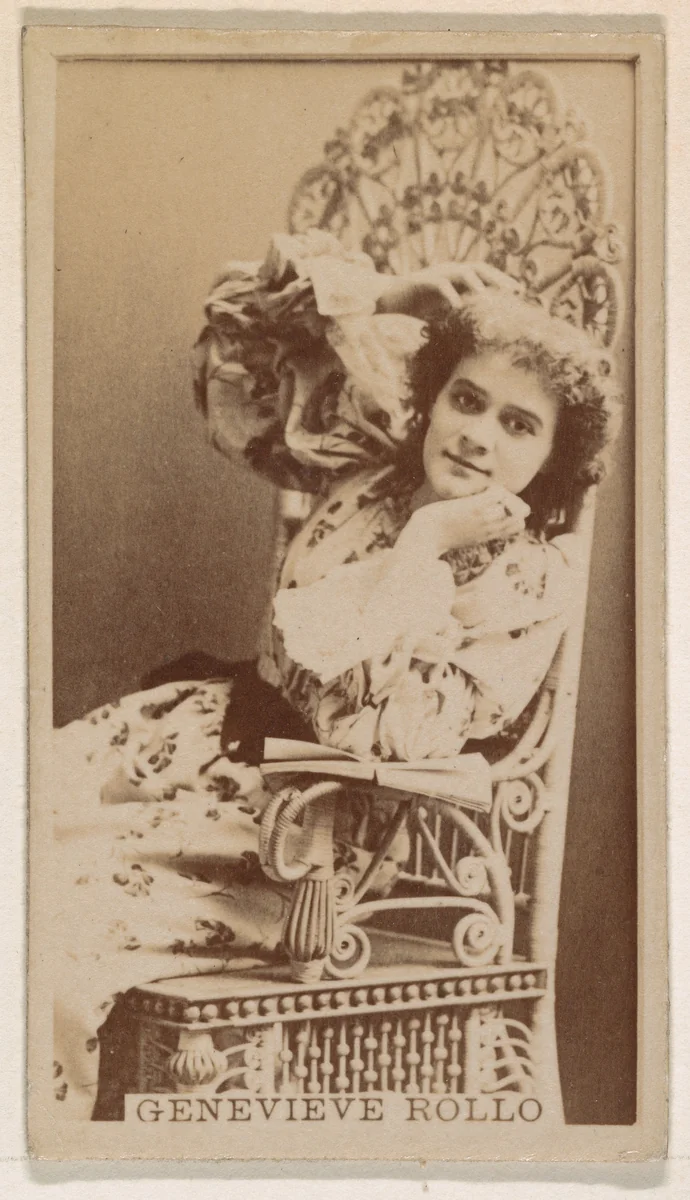 Genevieve Rollo, from the Actresses series (N245) issued by Kinney Brothers to promote Sweet Caporal Cigarettes by Kinney Brothers Tobacco Company, photograph, 1890