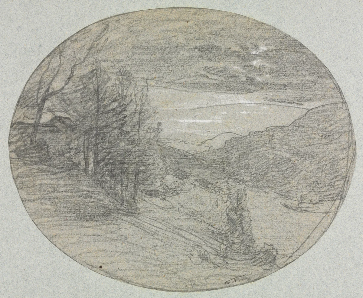 Landscape by François-Auguste Ravier, drawing, 1814-1895