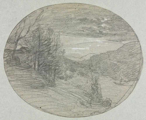Landscape by François-Auguste Ravier, drawing, 1814-1895