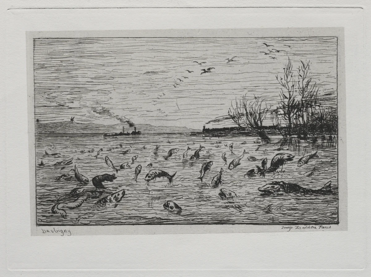 The Boat Trip: Rejoicing of the Fish at the Departure of the Cabin Boy (The Fish) by Charles-François Daubigny, other, 1861