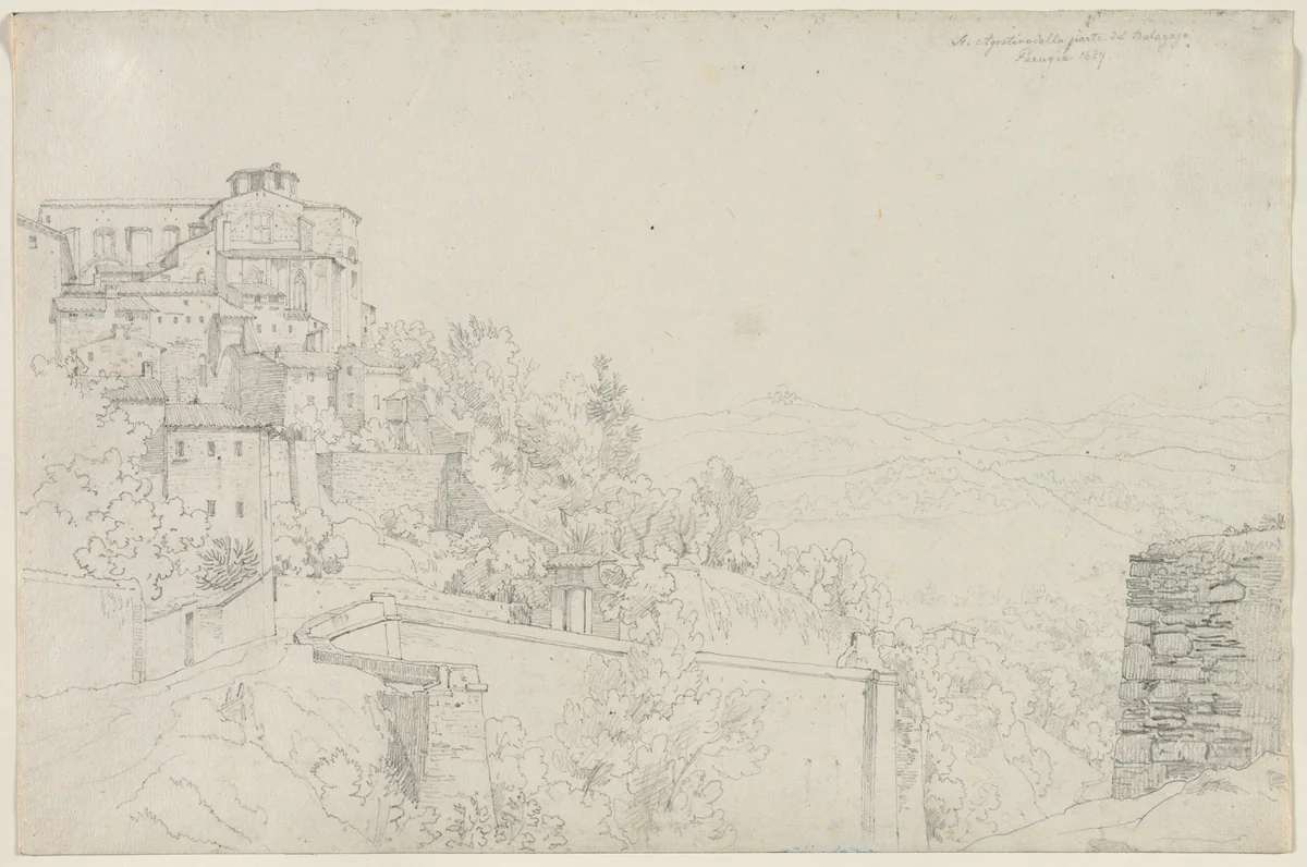 Saint Agostino from Bulagajo, Perugia (San Agostino dalla parte del Bulagajo, Perugia) by Edward Jakob von Steinle, drawing, 1829